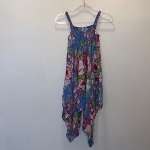 April Cornell blue floral summer asymmetrical dress